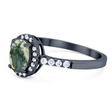 Art Deco Oval Natural Stone Wedding Ring