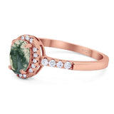 Art Deco Oval Natural Stone Wedding Ring