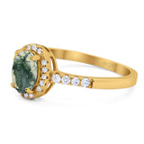 Art Deco Oval Natural Stone Wedding Ring