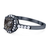 Art Deco Oval Natural Stone Wedding Ring