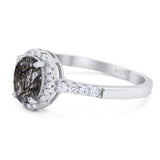 Art Deco Oval Natural Stone Wedding Ring