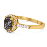 Art Deco Oval Natural Stone Wedding Ring