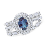 Three Piece Oval Natural Stone Bridal Ring