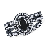 Three Piece Oval Natural Stone Bridal Ring