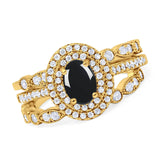 Three Piece Oval Natural Stone Bridal Ring