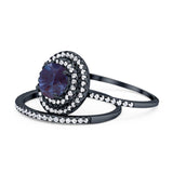 Two Piece Round Natural Stone Bridal Ring