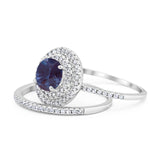 Two Piece Round Natural Stone Bridal Ring