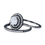 Two Piece Round Natural Stone Bridal Ring