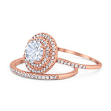 Two Piece Round Natural Stone Bridal Ring
