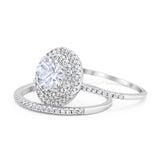 Two Piece Round Natural Stone Bridal Ring