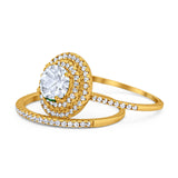 Two Piece Round Natural Stone Bridal Ring