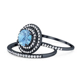 Two Piece Round Natural Stone Bridal Ring