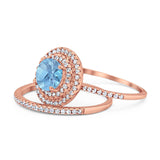Two Piece Round Natural Stone Bridal Ring