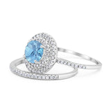 Two Piece Round Natural Stone Bridal Ring