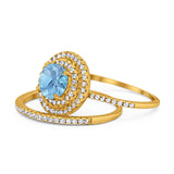 Two Piece Round Natural Stone Bridal Ring