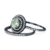 Two Piece Round Natural Stone Bridal Ring