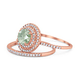 Two Piece Round Natural Stone Bridal Ring