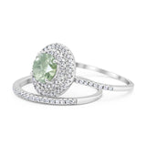 Two Piece Round Natural Stone Bridal Ring