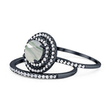 Two Piece Round Natural Stone Bridal Ring