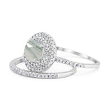 Two Piece Round Natural Stone Bridal Ring
