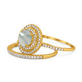Two Piece Round Natural Stone Bridal Ring