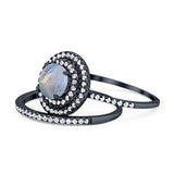 Two Piece Round Natural Stone Bridal Ring