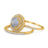 Two Piece Round Natural Stone Bridal Ring