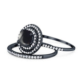 Two Piece Round Natural Stone Bridal Ring