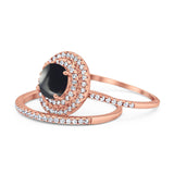 Two Piece Round Natural Stone Bridal Ring