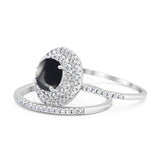 Two Piece Round Natural Stone Bridal Ring