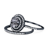 Two Piece Round Natural Stone Bridal Ring