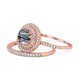 Two Piece Round Natural Stone Bridal Ring