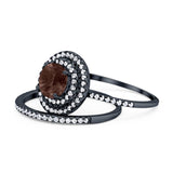 Two Piece Round Natural Stone Bridal Ring