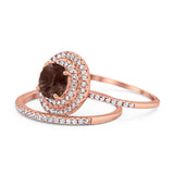 Two Piece Round Natural Stone Bridal Ring