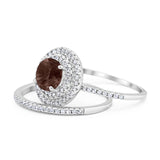 Two Piece Round Natural Stone Bridal Ring