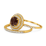 Two Piece Round Natural Stone Bridal Ring