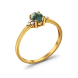 Vintage Style Oval Natural Stone Trillium Ring