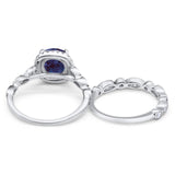 Two Piece Round Natural Stone Bridal Ring
