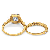Two Piece Round Natural Stone Bridal Ring