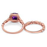 Two Piece Round Natural Stone Bridal Ring