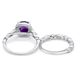Two Piece Round Natural Stone Bridal Ring