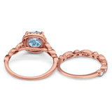 Two Piece Round Natural Stone Bridal Ring
