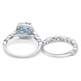 Two Piece Round Natural Stone Bridal Ring