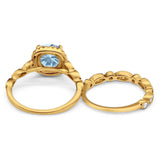 Two Piece Round Natural Stone Bridal Ring