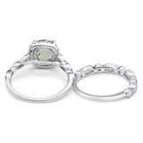 Two Piece Round Natural Stone Bridal Ring