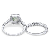 Two Piece Round Natural Stone Bridal Ring