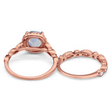 Two Piece Round Natural Stone Bridal Ring