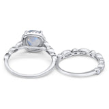 Two Piece Round Natural Stone Bridal Ring