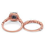 Two Piece Round Natural Stone Bridal Ring