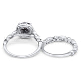 Two Piece Round Natural Stone Bridal Ring
